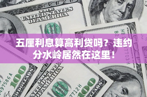 武汉五厘利息算高利贷吗？违约分水岭居然在这里！